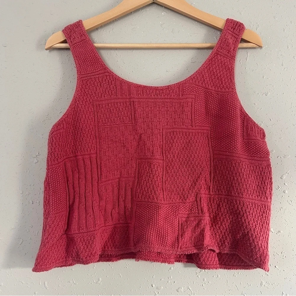 Absolutely Cotton Pink Crop Top Oversized Casual Spring Summer Medium - Picture 4 of 6